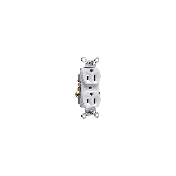 Pass & Seymour 15A 125V Commercial Spec-Grade Duplex Receptacle, Side Wire, White
