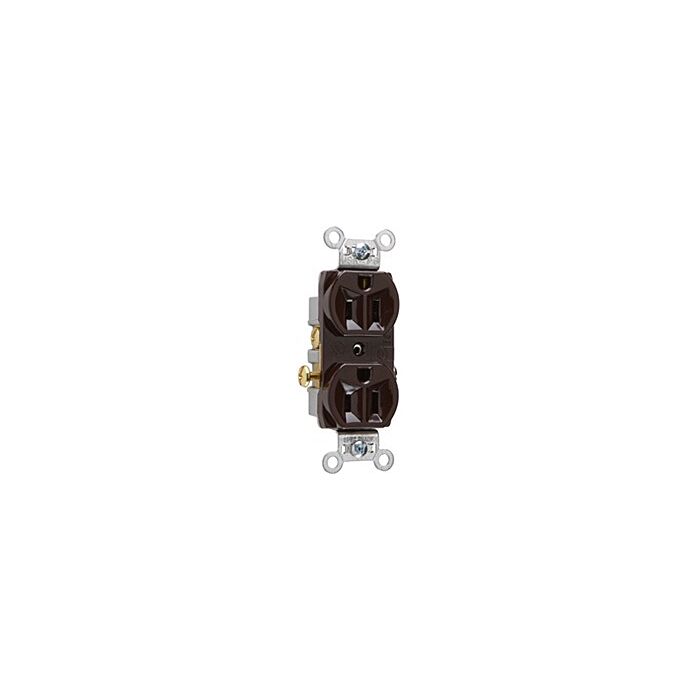 Pass & Seymour 15A 125V Commercial Spec-Grade Duplex Receptacle, Side Wire, Brown