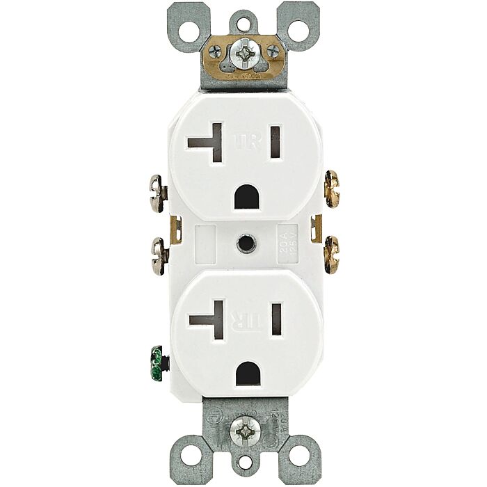 Pass & Seymour 20A 125V Commercial Spec-Grade Duplex Receptacle, Side Wire, White