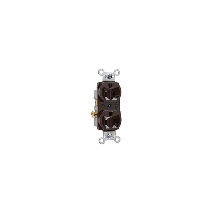 Pass & Seymour 20A 125V Commercial Spec-Grade Duplex Receptacle, Side Wire, Brown