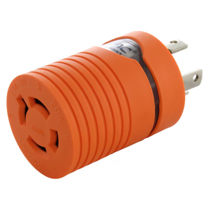 AC WORKS 30A 4-Prong 125/250V L14-30P Plug to L14-20R 20A 4-Prong 125/250V Connector