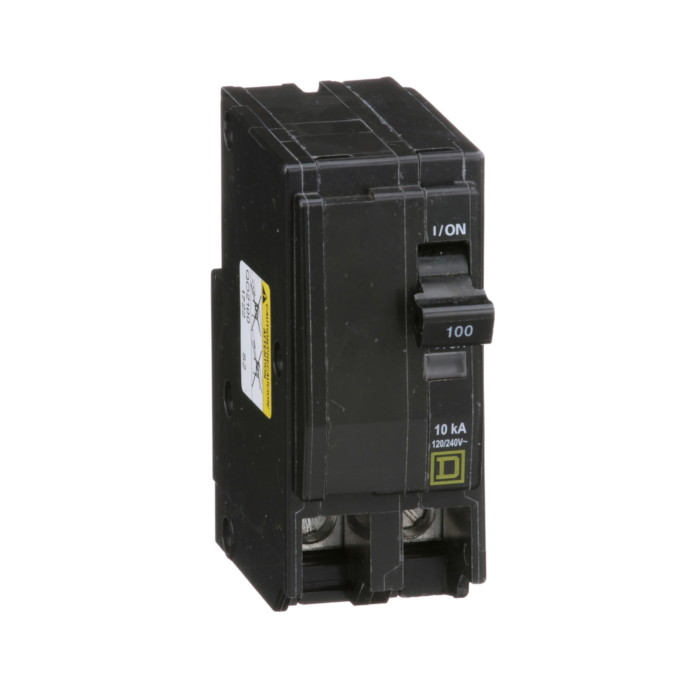 Square D Mini circuit breaker, QO, 100A, 2 pole, 120/240VAC, 10kA, plug in, consumer pack