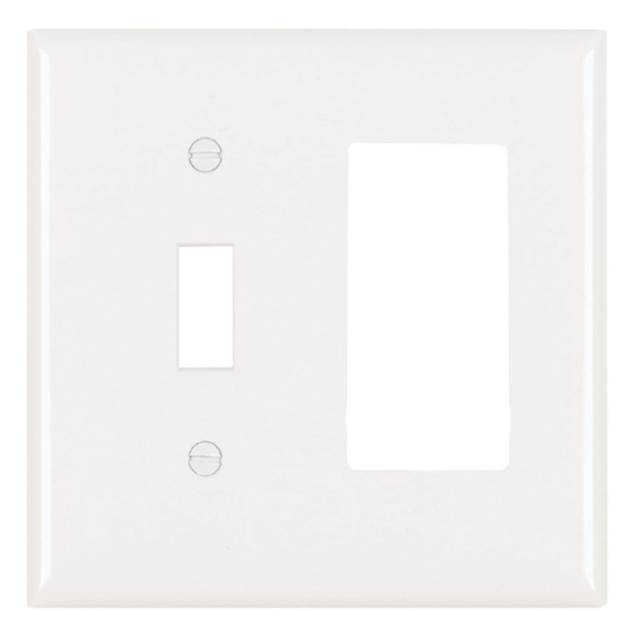 Pass & Seymour Trademaster 2-Gang Nylon Toggle/Decorator Opening Wall Plate (White)