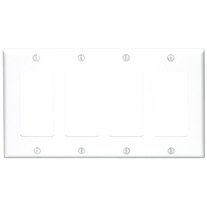 Pass & Seymour TradeMaster 4-Gang Nylon 4 Decorator Opening Wall Plate (White)
