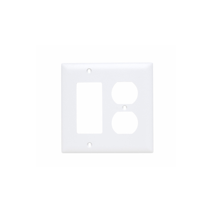 Pass & Seymour TradeMaster 2-Gang Nylon Duplex/Decorator Opening Wall Plate (White)