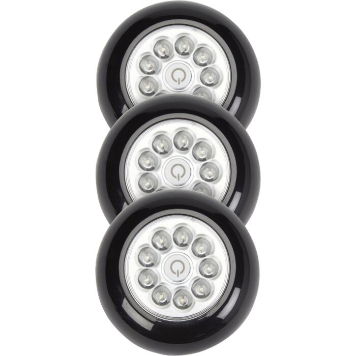 Fulcrum 9-Bulb LED Battery Tap Light (Black - 3pk)