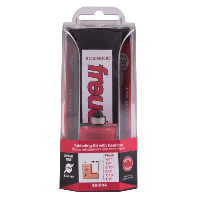 Freud Tools flush, 1/8",1/4",5/16",3/8",7/16",1/2" Depth Rabbeting Bit with Bearings