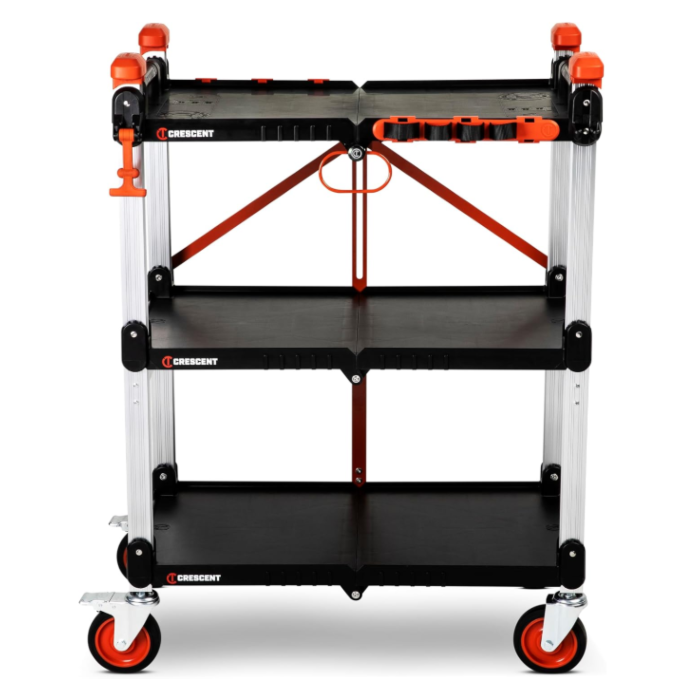 Folding 3-Shelf Jobsite Cart