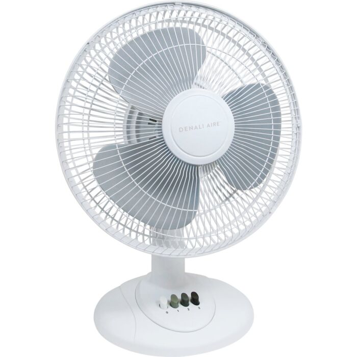 Denali Aire 3-Speed Oscillating Table Fan (White) 12 in.