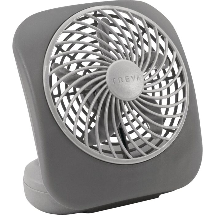 Treva 2-Speed Battery-Operated Table Fan (Gray) 5 in.