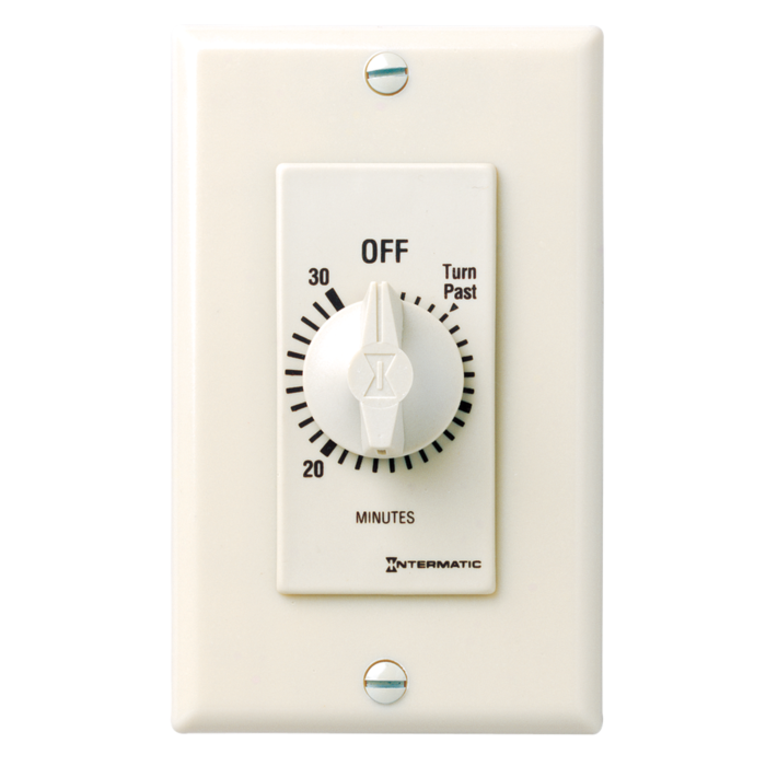 Intermatic Spring Wound Countdown Timer, Decorator Style, 125-277 VAC, 50/60 Hz, SPST, 30 Minute Max, Without Hold, Light Almond