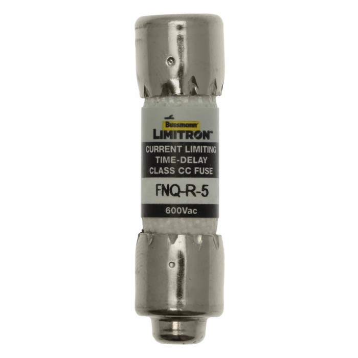 Bussmann Eaton Bussmann series FNQ-R fuse, 5 A, Class CC, Non-indicating, Ferrule end x ferrule end, 12 sec at 200%, 200 kAIC, Melamine tube, Standard, 600 V