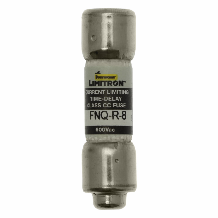 Bussmann Eaton Bussmann series FNQ-R fuse, 8 A, Class CC, Non-indicating, Ferrule end x ferrule end, 12 sec at 200%, 200 kAIC, Melamine tube, Standard, 600 V