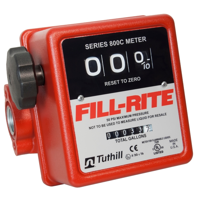 Fill-Rite 807CMK Flow Meter Kit, 3/4 in Connection, NPT, 5 to 20 gpm, 50 psi Pressure, 3-Digit Display