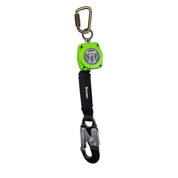 Safewaze 6' Single Web Retractable With Steel Carabiner And Double Locking Aluminum Snap Hook