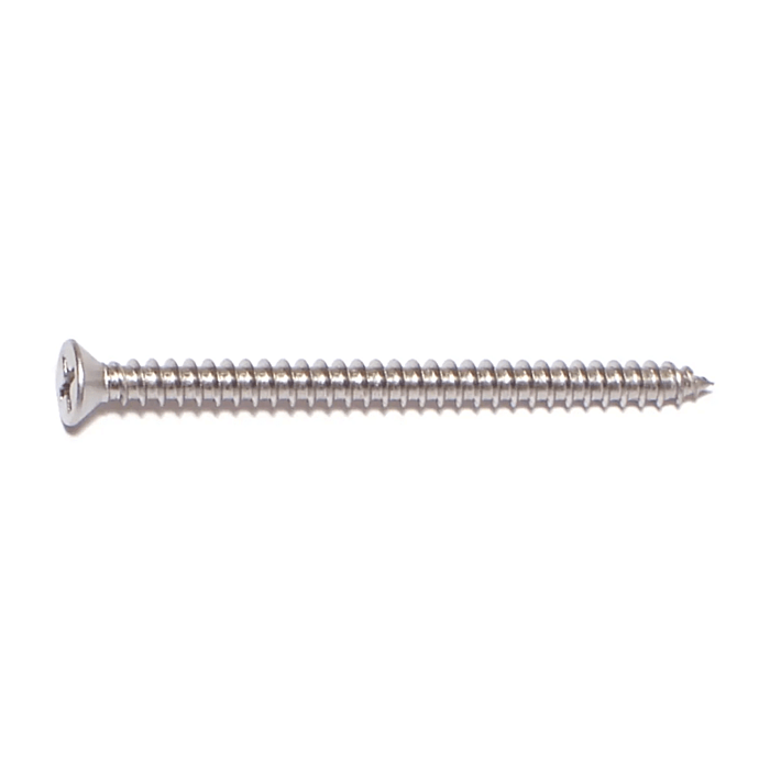 #6 x 2" Phillips Flat Head, Sheet Metal Screw, Stainless Steel 