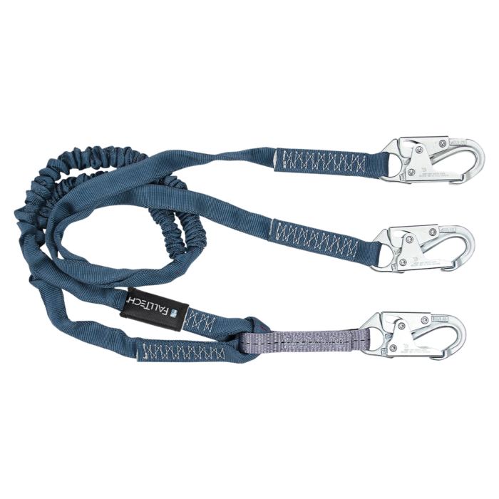 FallTech 6' Internal Energy Absorbing Lanyard, Double-leg with Steel Snap Hooks