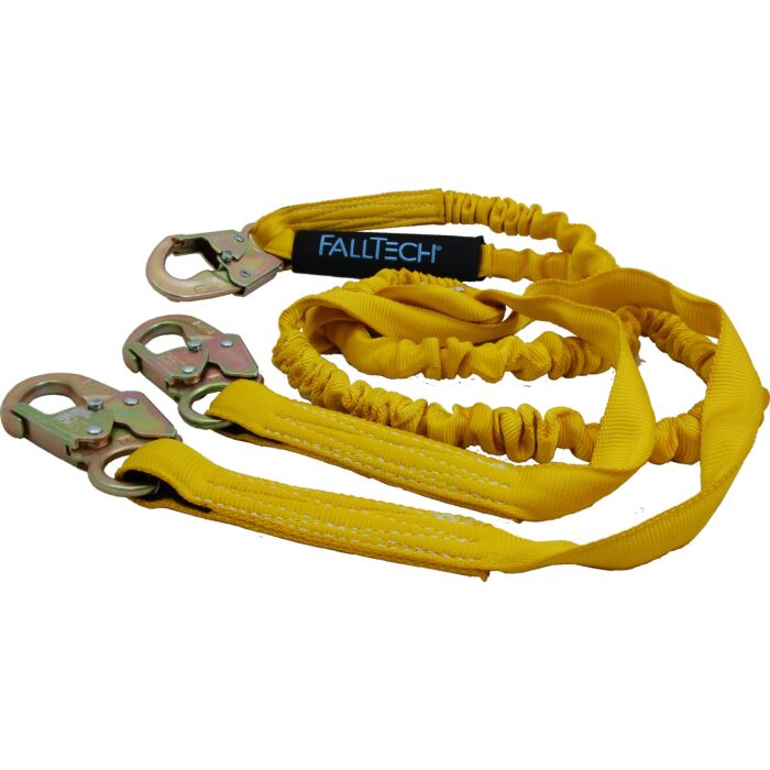 FallTech 6' Internal Energy Absorbing Lanyard, Double-leg with Steel Snap Hooks