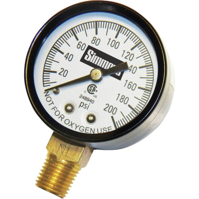 Pressure Gauge 2"0-200PSI Bottom