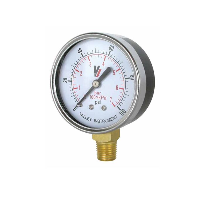 Valley Industries 2 in 0 - 30 psi 1/4 in MNPT Dual Scale Pressure Gauge