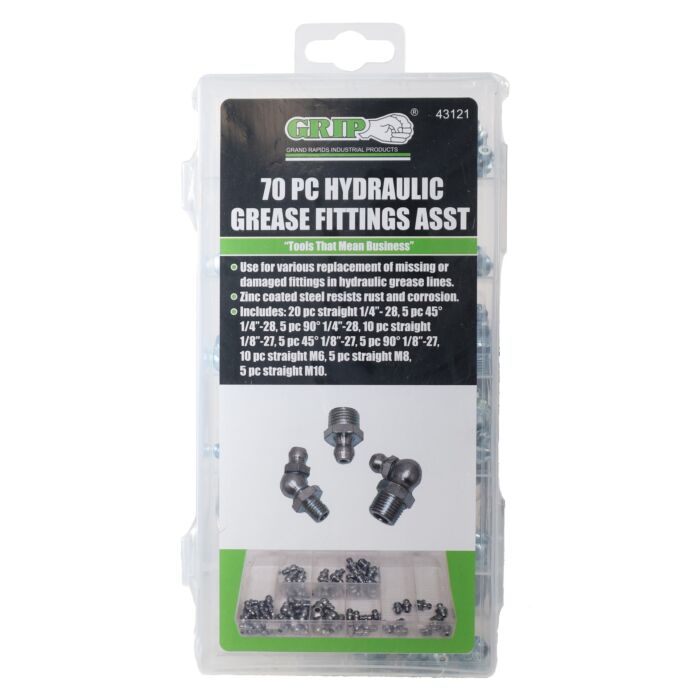 GRIP Steel Zinc Plated 70-Piece Grease Fitting Assortment