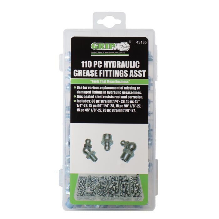 GRIP Steel Zinc Plated 110-Piece Grease Fitting Assortment