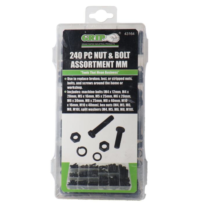 GRIP MM Nut & Bolt Assortment 240pc