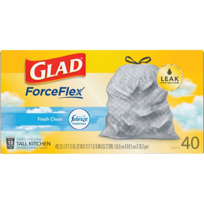 Glad Febreze Fresh Scent Kitchen Trash Bag (40pk) 13 gal