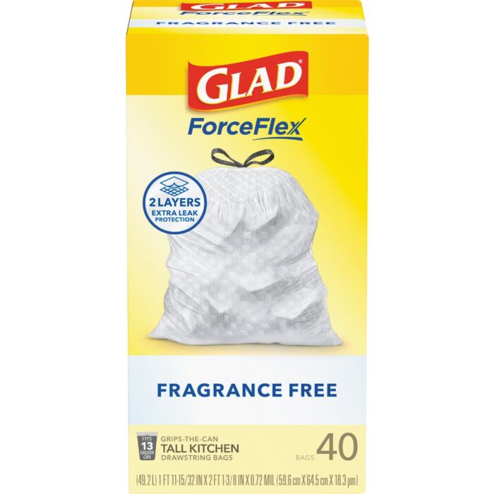 Glad Force-Flex Kitchen Trash Bag (White - 40pk) 13 gal