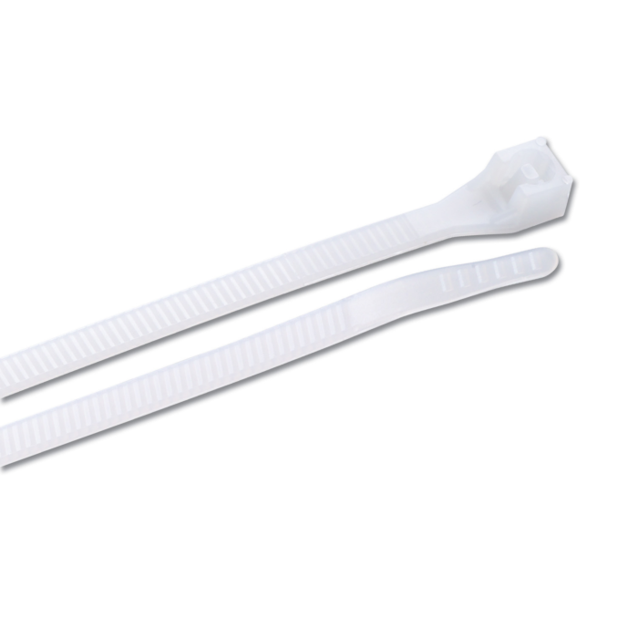 Gardner Bender DoubleLock Nylon 6/6 Cable Tie, 8" Length, 2" Max Bundle Dia, Natural, 75lb Tensile Strength, (20/Bag)