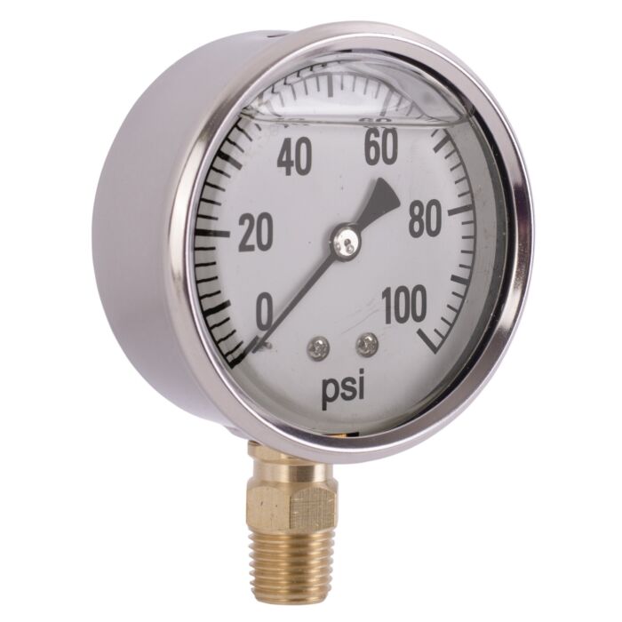 Valley Industries 2-1/2 in 0 - 100 psi 1/4 in MNPT Single Scale Pressure Gauge