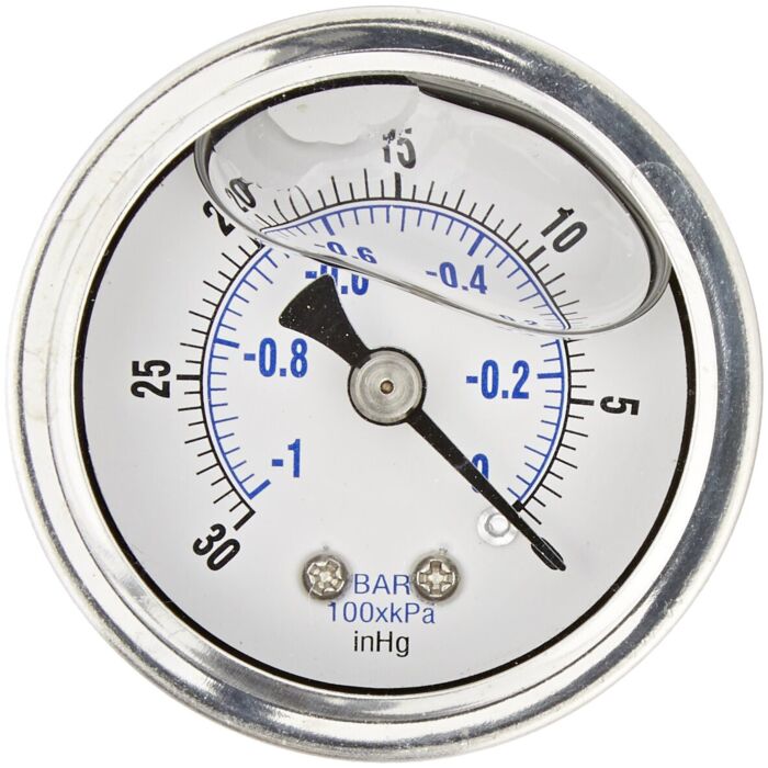 Valley Industries 2-1/2 in 0 - 30 in Vac 1/4 in MNPT Single Scale Vacuum Gauge