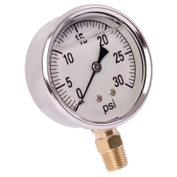 Valley Industries 2-1/2 in 0 - 30 psi 1/4 in MNPT Single Scale Pressure Gauge