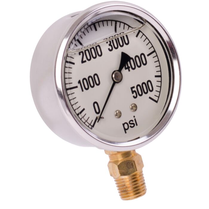 Valley Industries 2-1/2 in 0 - 5000 psi 1/4 in MNPT Single Scale Pressure Gauge