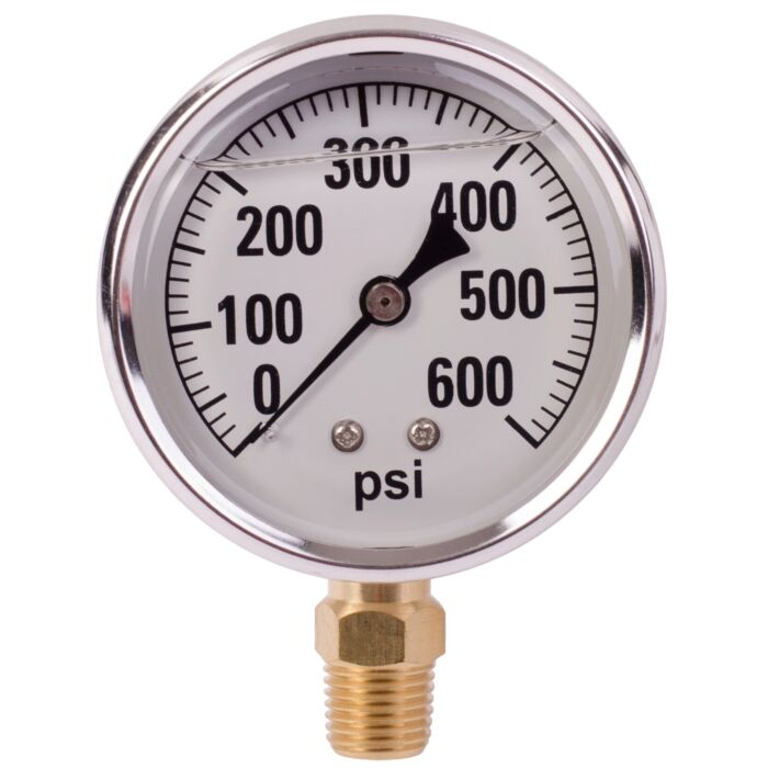 Valley Industries 2-1/2 in 0 - 600 psi 1/4 in MNPT Single Scale Pressure Gauge