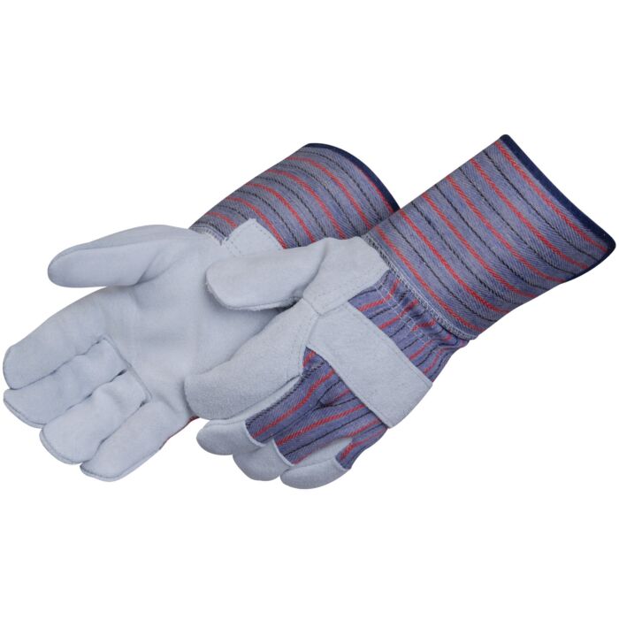 Liberty Safety Cowhide Leather Blue Fabric Palm Gloves