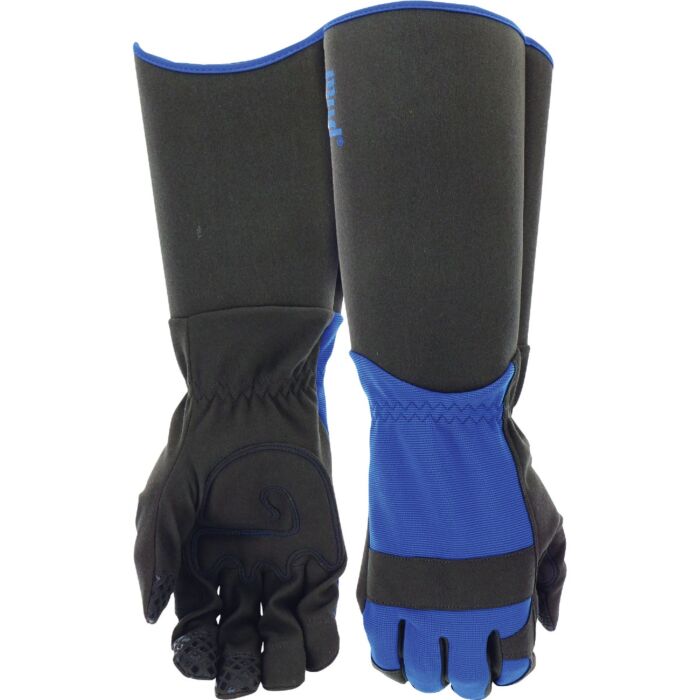 Mud Men's Synthetic Leather Extended Work Gloves (Blue) M/L