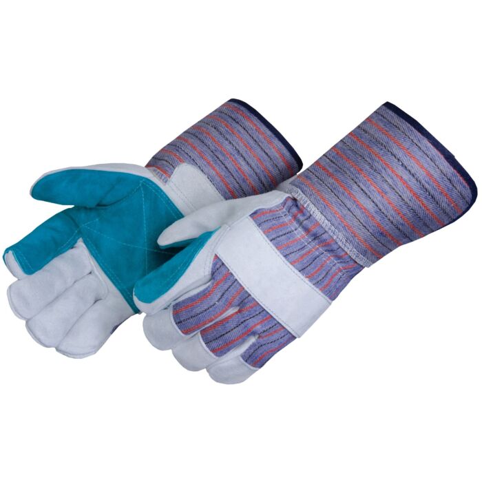 Liberty Safety L Double Palm Leather Gray/Green Palm Gloves