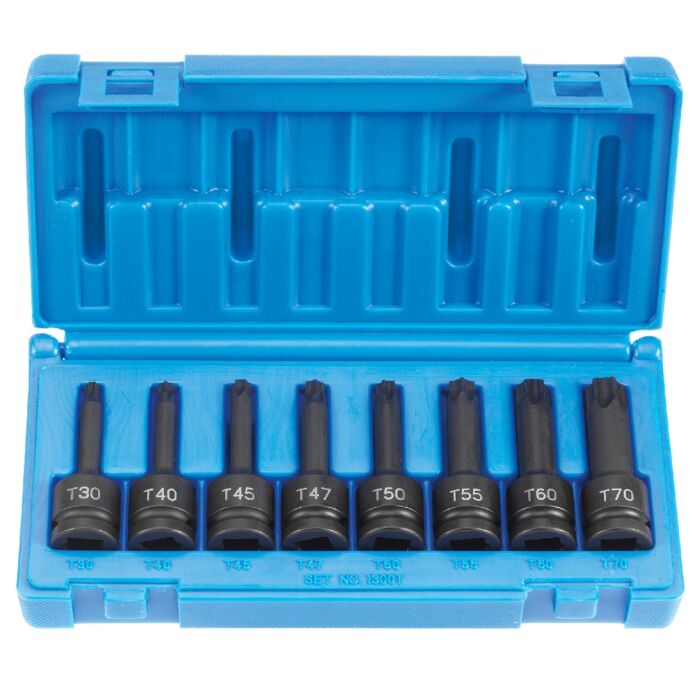 Grey Pneumatic Impact Ready 1/2 in Drive Standard Torx Bit Socket Set