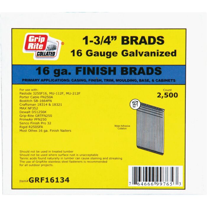Grip-Rite Finish 16ga Str 1-3/4" Galv 2.5M