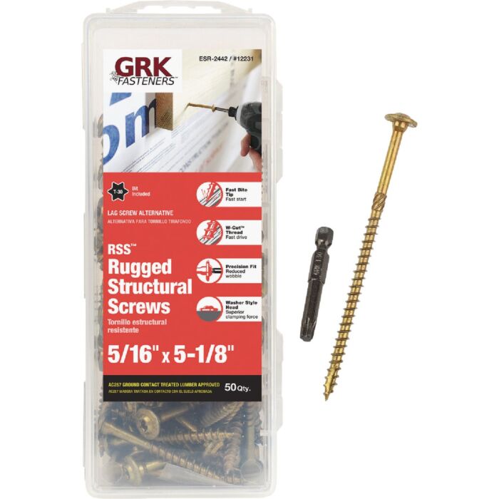 GRK Fasteners 5/16" x 5-1/8" T-30 Star Head, Structural Lag Screw, Climatek Coating (Bulk Box 50 pc)