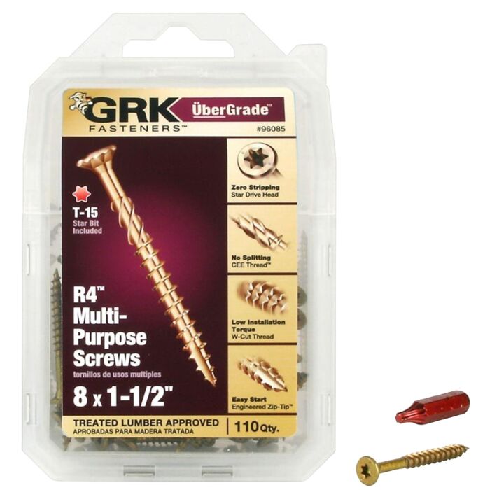 GRK Fasteners #8 x 1-1/2" T-25 Star Drive, Multi-Purpose Screw, Climatek Coating (Bulk Box 110 pc)