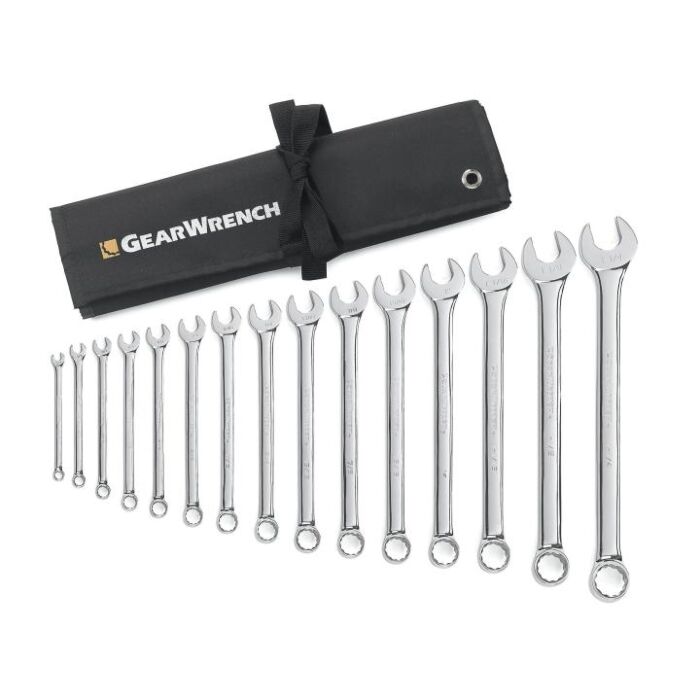 GearWrench 15-Pc. Long Pattern Combination Non-Ratcheting Wrench Set SAE
