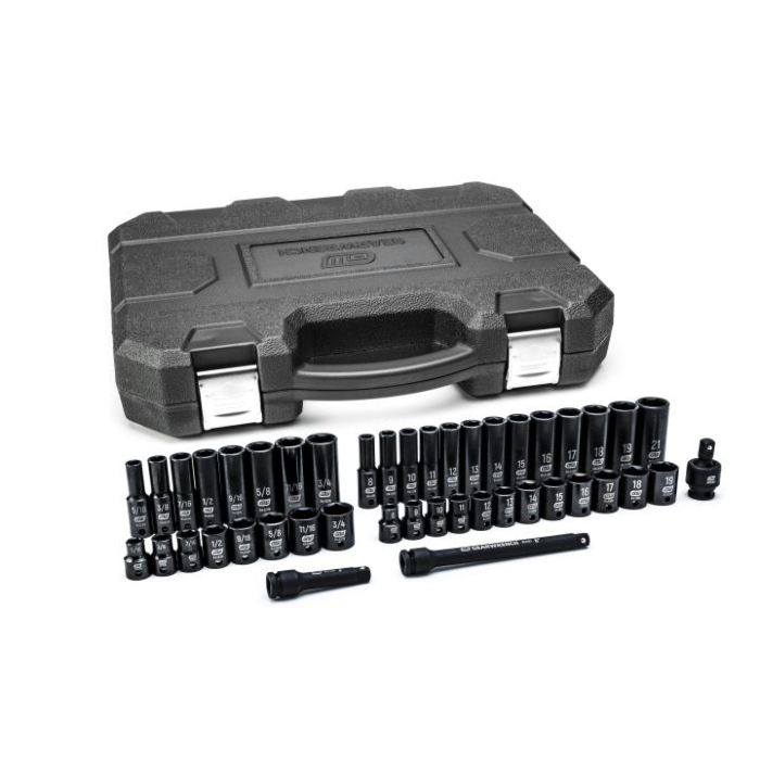 GearWrench 6 Point Standard & Deep Impact SAE/Metric Socket Set (44pc) 3/8 in. Drive
