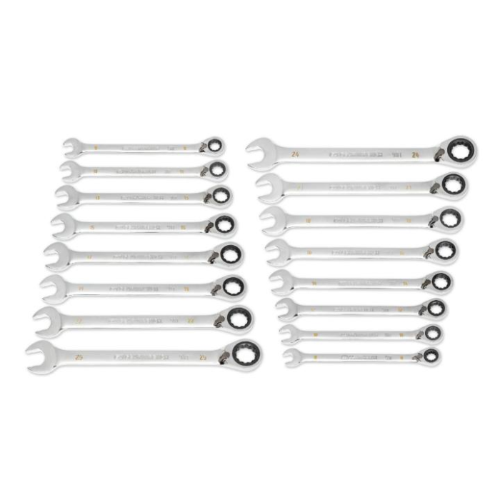 GearWrench 90-Teeth 12 Point Metric Reversible Ratcheting Wrench Set (16pc)