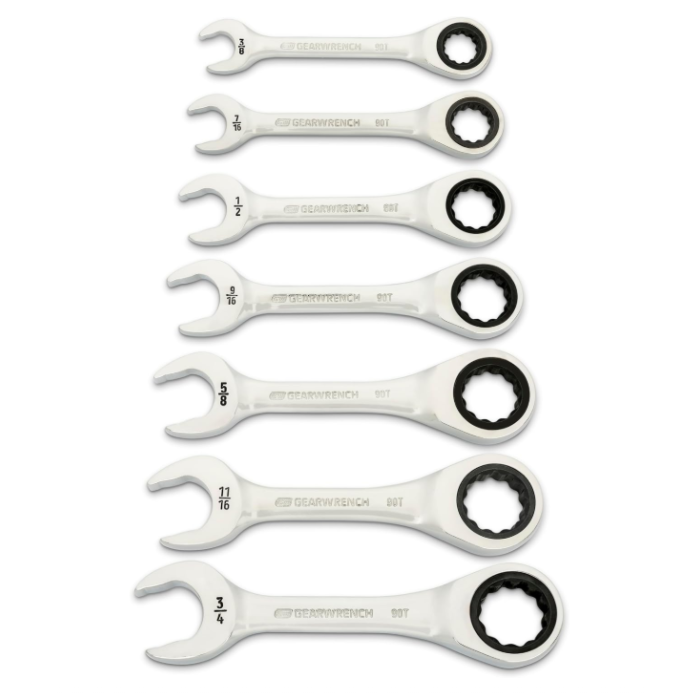 GearWrench Stubby Ratch Comb SAE Wrench Set - 7 pc
