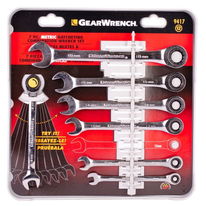 GearWrench 7 Pc. Combination Ratcheting Wrench Set Metric