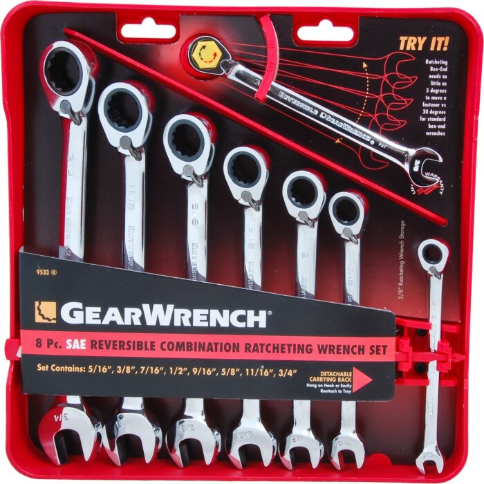 GearWrench 8 Pc. Reversible Combination Ratcheting Wrench Set SAE