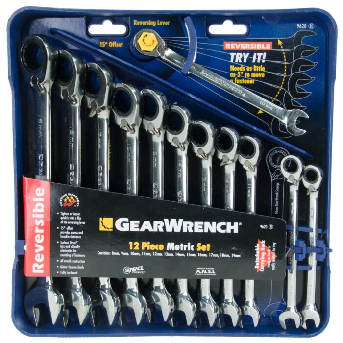 Metric Reversible Combination Ratcheting Wrench Set (8-Piece) Metric Reversible Combination Ratcheting Wrench Set (8-Piece)