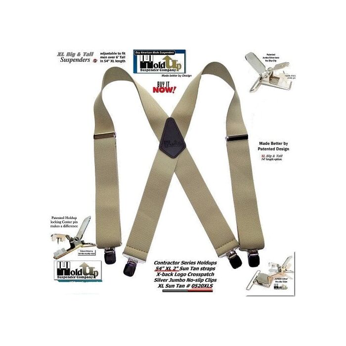 HoldUp® 0520XS 48 in L 2 in X-Back Extra Long Sun Tan Suspender